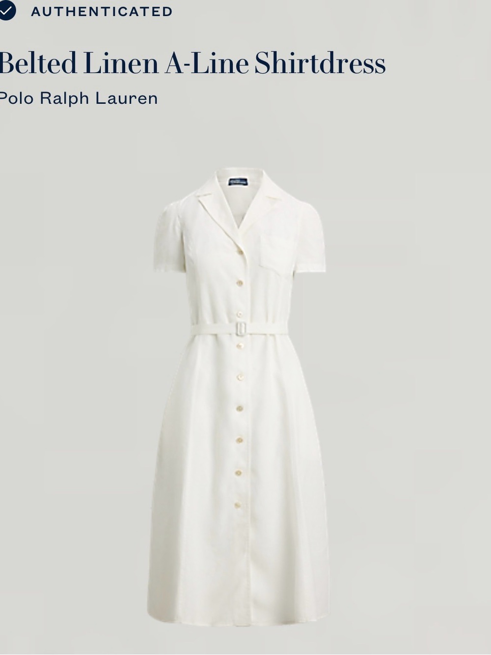 Polo Ralph Lauren Belted Linen A-Line Shirtdress | color: white | size: 2 - Picture 10 of 11